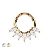 316L SURGICAL STEEL MULTI CZ MARQUISE FAN ARCH LINE SEPTUM HINGED SEGMENT HOOP RING
